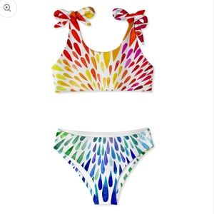 NWT Stella Cove girls 10 happy splash print bikini top and bottom set